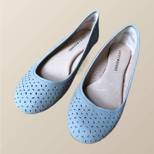 Never worn! ‘Lucky Brand’ faux suede, grey ballet flats women’s size 8
